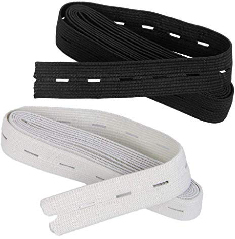 Zonfer 3m Élastiques Bandes Élastiques Pratique Cordons Plat Multi Utilisation Spool Couture Bandes Bandes Élastiques Durable Boutonnière 1,5m Noir Et Blanc De 1,5 M (largeur 3/4 De Pouce)