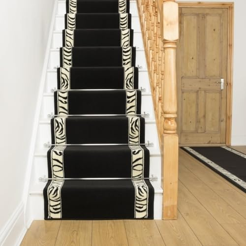 runrug Soft & Comfortable Stair Runner - Smooth & Durable Carpet for Stairs - Stain-Resistant, Fade-Resistant - Multiple Sizes - 720cm x 60cm - 9mm Thick - Zebra, Border