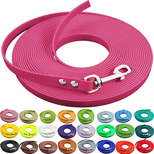 bio-leine leichte 9mm Biothane Schleppleine ohne Handschlaufe - 3 bis 25m I für kleine Hunde, 7,5m in Neonrosa I schmutzabweisende & Wasserabweisende Hundeleine Leine