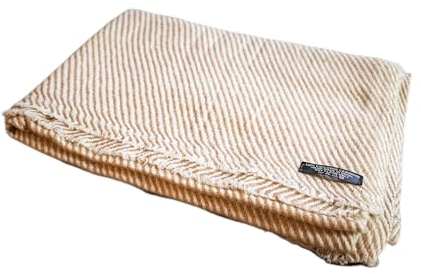 yanopurna Unisex-Kaschmirschal – handgewebte Stola aus Kaschmirwolle – Streifenmuster, warmer Wickelschal, Halstuch, Kopfwickel-Kaschmirschal für Damen und Herren - Hergestellt in Nepal (Hellbraun)