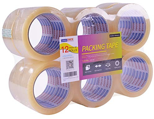 ADHES Paketbänder Paket Klebeband Verpackungsklebeband Transparent Packband 48mm x50m,2,6 mil Dicke,12rolle