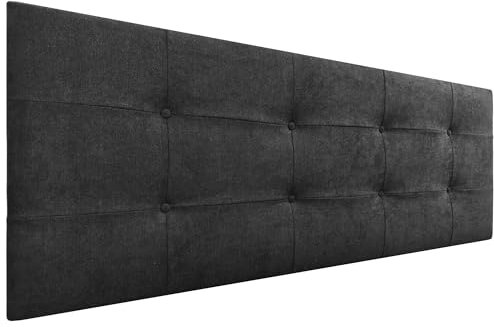 DHOME Kopfteil, gepolstertes Bett Kopfteil 8cm dick. Gepolstertes Kopfteil ACUALINE Stoff und Kunstleder. Bett-Kopfteile (Stoff Schwarz, 145cm (Betten 120/135/140))
