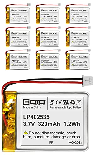 EEMB Lithium Polymer battery 3.7V 320mAh 402535 Lipo Rechargeable Battery Pack with wire Molex Connector for Headphones and Dashcam-confirm device & connector polarity before purchase(10)