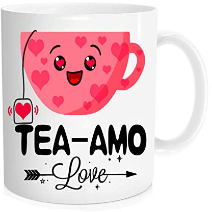Funny Coffee Mug, Tea Amo' - Spanish I love You Fabulous Coffee Tea Mug Perfect for Women Birthday, Christmas, Valentine for Her, Fiancee, Girlfriend, Wife, Mom Love you Mugs,11 oz Novelty Mug