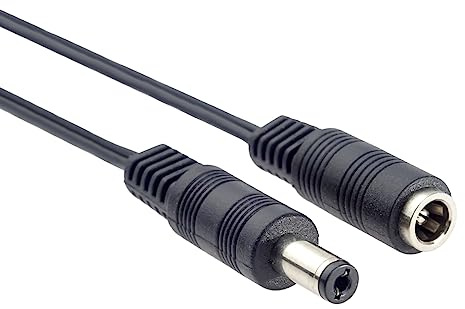PremiumCord Cavo Prolunga Per Collegamento Alimentazione 5,5/2,1 mm, Corrente Massima 2A, AWG20, Colore Nero, Lunghezza 10 m