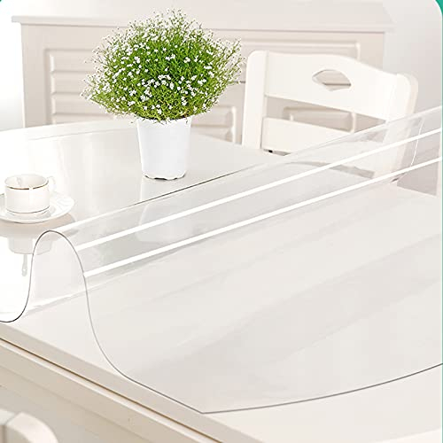 Zlovne Ovaler Küchen-Esstisch Tischdecke Tischfolie,Weicher Glas Transparente Tischdecke,1mm Dicke Tischschutz,wasserdichte ölfeste PVC-Tischfolie Durchsichtig,Anpassbar (90x140cm/35x55inch)