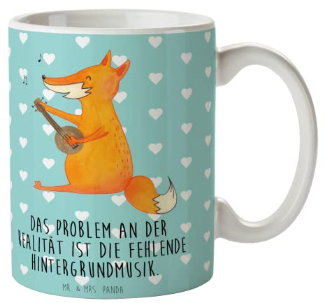 Mr. & Mrs. Panda Tasse Fuchs Gitarre - Geschenk, Teetasse, Kaffeebecher, Becher, Keramiktasse, Sänger, Füchse, Kaffeetassen, Sängerin, Geschenk