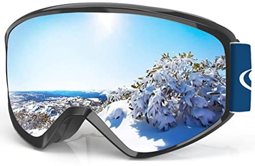 findway Skibrille Kinder, Snowboardbrille für Kinder Jungen und Mädchen Alter 8 9 10 11 12 13 14 OTG Skibrillen Sphärisch Verspiegelt Anti-UV Anti-Fog Windwiderstand Kompatibler Helm und Brillenträger