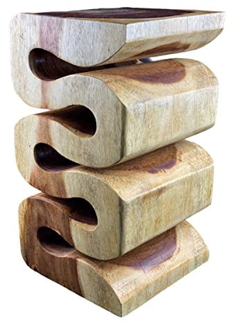 FaHome Holzhocker - Beistelltisch Blumenhocker Ablagetisch - Handgefertigt - Natur Schlange aus massivem Suarholz- 50x30x30 cm