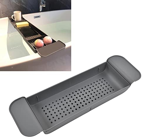 Garosa Badewannenablage - Multifunktionales Teleskop-Abflussrack für Waschbecken und Badewanne, rutschfest, Badezimmers Organizer für Kerze, Handtuch, Buch, Wein und Telefon