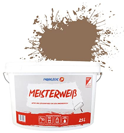 Farbklecks24 Meisterweiß Color, Wandfarbe Braun 8-2(2,5L),(versch. Farben),hohe Deckkraft