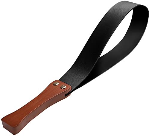 BARPOT Leder-Paddel mit rutschfestem Holzgriff, Reitgerte für Pferde, 48,9 cm, Schwarz
