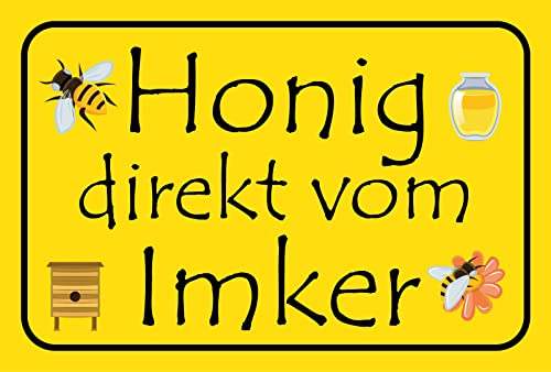 Tin Sign Blechschild 20x30 cm Honig direkt vom Imker Wand Schild Hofladen Marktstand Laden Wand Deko Bar Kneipe Cafe Sammler Geschenk