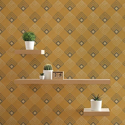 TADESSI Tapete Grafik Domenico M1-No.516 Vliestapete Ocker Gelb Designtapete Modern für Wohnzimmer Schlafzimmer Küche