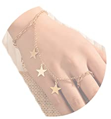 Yheakne Boho Star Finger Armband Gold Slave Armband Vintage Fingerkette Armband Minimales Ringarmband Alltagsarmband Handkette Schmuck für Frauen und Mädchen
