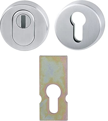 HOPPE 10809268, Edelstahl matt Sicherheits-Zylinderrosettenpaar mit Kernziehschutz