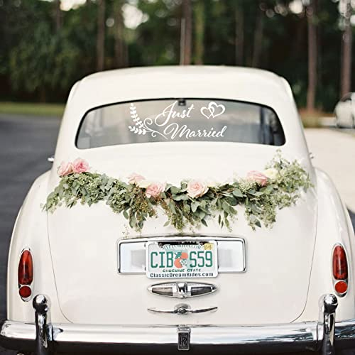 Aufkleber, Just Married Autoaufkleber, Hochzeitsauto Autoaufkleber Heck Wandaufkleber Wandtattoo Hochzeit Trauung Heiraten Sticker Vinyl Wandaufkleber Dekoration zur Hochzeit, für Auto-Heck, Spiegel