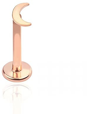 BlackAmazement 316L Edelstahl Labret Ohrstecker Tragus Helix Monroe Piercing Halbmond Crescent Sichel Mond Moon Silber Gold Schwarz Damen (Farbe Rosegold - Stablänge 6mm)