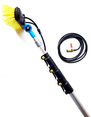 16ft-20ft-24ft Water Fed Telescopic Window Cleaning Pole, Hose Fed Extendable Extended Extension Cleaner Brush Kit, Solar panel Cleaning Equipment Tool.