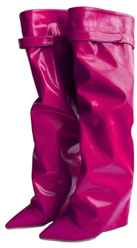 Frankie Hsu Designer di moda moderno sexy donna uomo squalo stivale di grandi dimensioni verde in pelle sintetica zeppa tacchi alti ginocchio tacco alto polpaccio pantaloni lunghi stivali US4-14,