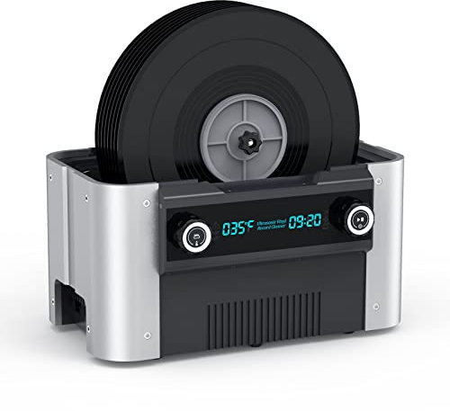 Nettoyeur de disques vinyle à ultrasons 6L, machine de nettoyage de disques à ultrasons à séchage automatique à haute fréquence avec minuterie à 6 segments et lavage d'avertissement de température