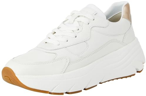 Geox Damen D DIAMANTA B Platform, White/LT Gold, 37 EU