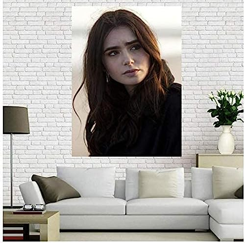 Poster Lily Collins Poster, Schauspielerin, Poster, Foto, Porträt, Bilder, Wandkunst, Leinwand, Gemälde, Heimdekoration 50X70Cm Kein Rahmen