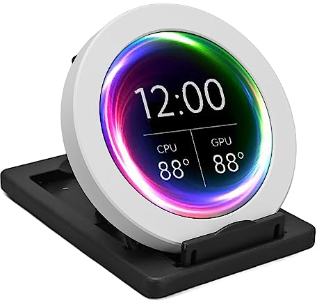 Bewinner Flüssig-CPU-Kühler-LCD-Display, Runder 2,8-Zoll-AIO-RGB-CPU-Flüssigkeitskühler-Bildschirm, CPU-Kühler mit Temperaturanzeige, All-in-One-Flüssigkeitskühler, Rundes LCD-Display für