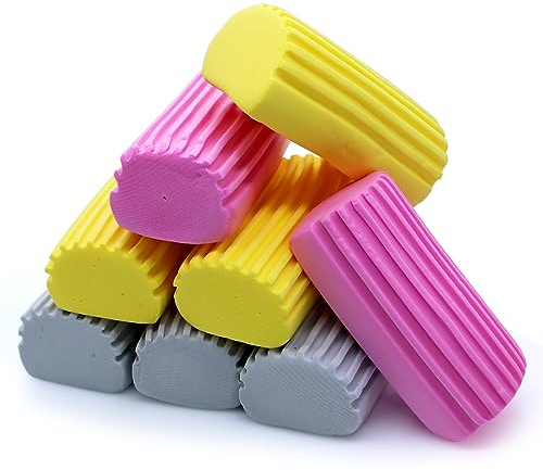 ZHIYUQL 8 Stück Damp Duster Schwamm, Damp Clean Staubschwamm Wiederverwendbar Schmutzradierer für Reinigen Jalousien Auto Glas Lüftungsöffnungen Fensterschienen (Grau, Pink, Gelbe)