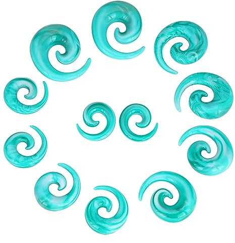 Longbeauty 6 Paare Acryl Tapers Dehnspirale Dehnschnecke Dehnstab Piercing Ohr Expander Kit 10MM-20MM, Türkis, Stil A