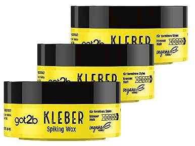 got2b Kleber Spiking Wax Halt 6 (75 ml), Haarwax mit krassem Halt für vertikale Styles, Haargel für Männer modelliert wie ein Wax und hält wie ein Kleber, 3x 75 ml