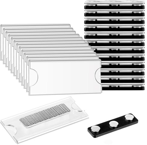 Heveer Placas de Identificación de Magnético Portacredenciales Placas de Identificación con Imanes para Ropa Oficina Escuela 12 Piezas
