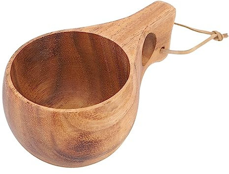 220 Ml Campingbecher aus Holz, Traditionelle Kaffeetasse Im Nordischen Design, Kuksa-Tasse mit Umhängeband, Fein Polierte Kaffeetasse mit Griff, Wärmeisolierende Kaffeetasse