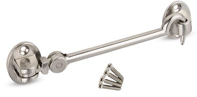 Gedotec Sturmhaken aus Stahl verzinkt 157 x 37 mm I 1 Stück Tür Sturmhaken I Kabinenhaken inkl. Platte & Befestigungsschrauben für Garagentor, Fenster, Scheunentor, Gartentor Riegel, Fensterhaken