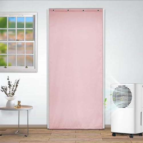 Heavyoff Wärmeschutzvorhang für Türen, Themovorhang Kälteschutz Haustür Türvorhang Kälteschutz Wasserdicht Isolier Schutz Vorhang Rosa, 85x200cm