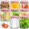 Showvigor Lot de 8 bocaux à confiture en verre avec couvercle vichy rouge, bocaux hexagonaux hermétiques en verre transparent pour marinade, chutney, confiture, café, 280 ml