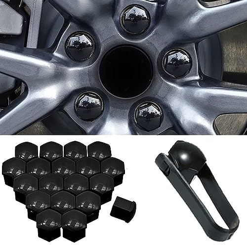 NALSA 20 Stücke Auto Radschraubenkappen für Opel Insignia A 2010-2017, Sechseckige Radbolzen Radmutterkappen Radmuttern Abdeckkappe Schraubenabdeckung Zubehör,C/Black-17mm