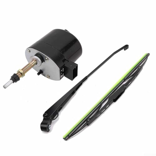 Lioaeust Wischermotor-Set, 12 V, universeller Scheibenwischermotor mit 400 mm Scheibenwischer, 105° Wischerblatt, Ersatz für Traktor, Boot, Wohnmobil