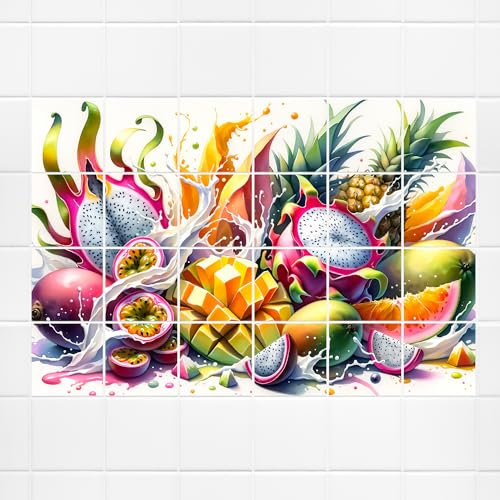 GRAZDesign Fliesenaufkleber Küche Obst Tropisch, Fliesenbild selbstklebend - 15x20cm / 153x102cm