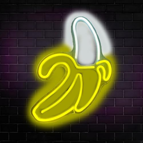 HFHungkeong Bananen-Neonschilder, LED-Neonlicht-Schild, handgefertigte Lampe für Wand, Zimmer, Party, Zuhause, Bar, Kunst, Weihnachten, Schlafzimmer, Tisch, Hochzeit, Party, Desktop-Dekoration
