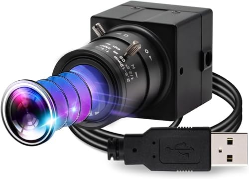 CODSOK 1080P USB Webcam 2MP HD Webkamera Niedrige Beleuchtung 0,01Lux USB 2.0 Kamera, H.264 High Definition IMX322 Webcam mit 2,8-12 mm Varifokal Objektiv