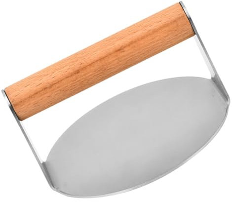 Zerodeko Burgerpresse 16 cm Große Smash-Burgerpresse Aus Edelstahl Mit Holzgriff Runde Hamburgerpresse Knödelhautpresse Grillpfannenpresse Für Bratpfannen Mit Flacher Grillplatte