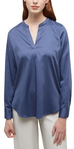 ETERNA Female Satin Shirt Bluse unifarben Loose FIT 36_D_1/1, 1/1, Indigo