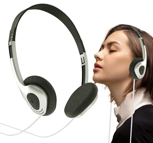 Generic Retro Over-Ear Headphone - Lightweight Portable Style Wired Headphones - Stereo, Silver