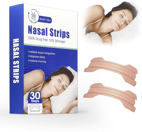 Nasenpflaster Schnarchen,30 Stück Nasenpflaster Besser Atmen,Größe L(66 x 19 mm) Nasal Strips,Schnupfen,Allergien, Anti Schnarch Pflaster für Sport und Schlaf,Anti Schnarch Pflaster für Schlafgegen