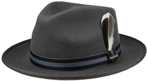Stetson Adelaide Fedora Wollhut Herren Sommer Winter anthrazit M (56-57 cm)