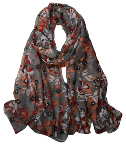 FAIRYGATE Scarf for Women UK Elegant Floral Print Scarfs for Womens Lady Girl Lightweight Ladies Scarves Soft Versatile Shawl Fashion Polyester Wrap 180x90 cm 19236