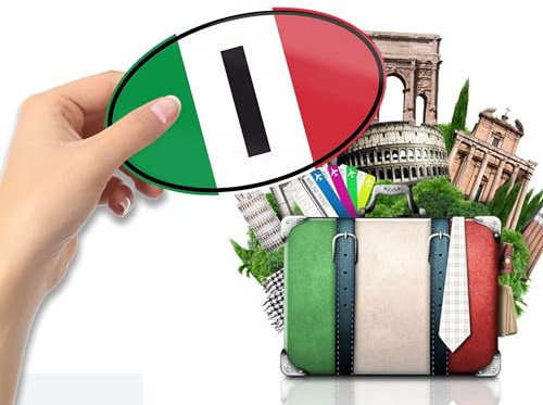 Aufkleber Länderkennzeichen Italien | Sticker | Flagge | PKW | Italy | Autoaufkleber Italia oval 9,5 x 14,5 cm