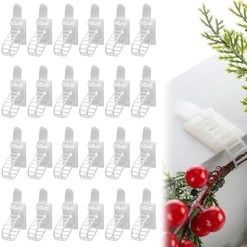 TELAIN Ganci Adesivi Per Porte, 24 Ganci Trasparenti Per Finestre Per Appendere, Ideali Decorazioni Natalizie Per Telai Porte E Camini, Fissaggio Senza Residuati