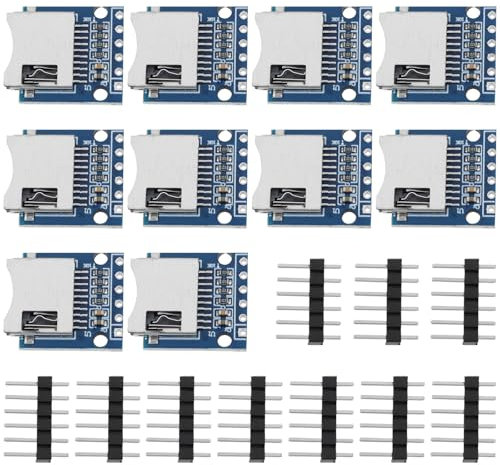 Create idea 10 Stücke 3,3 V Micro SD Kartenleser Modul SPI SD Karte Slot Modul Sockel Reader mit 6-Weg Pin Streifen für Micro SD Karte ESP32